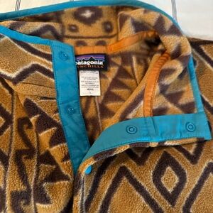 Patagonia Synchilla Fleece with Teal and Brown Pattern